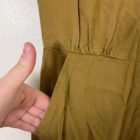 Marine Layer V-Neck Cap Short Sleeve Pocket Jumpsuit Mustard Women’s Size XS - Picture 5 of 13